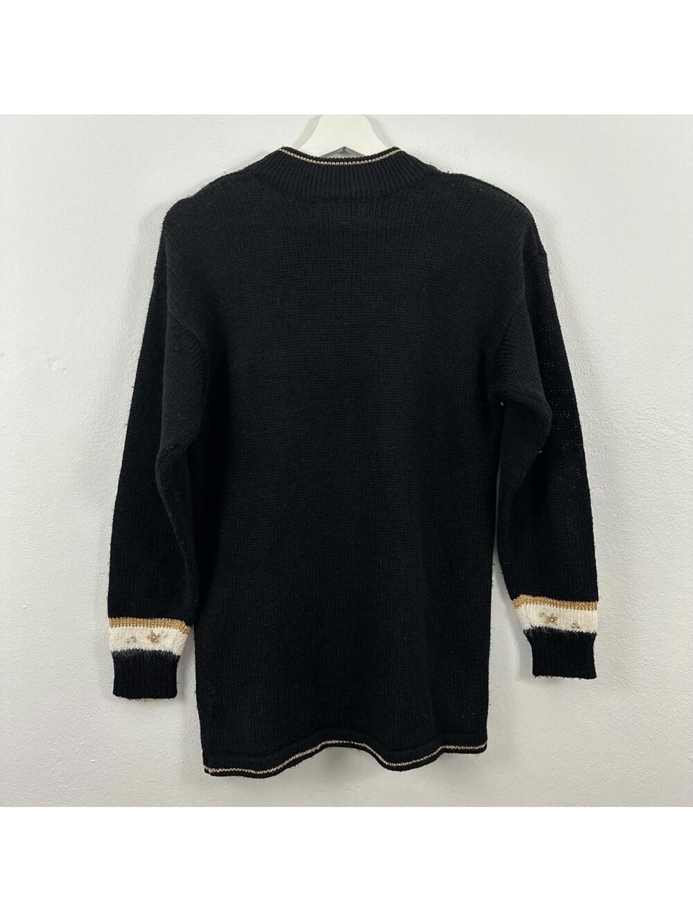 Vintage Dana Scott Women’s Floral Sequin Gold Black Sweater Size S - Picture 2 of 4